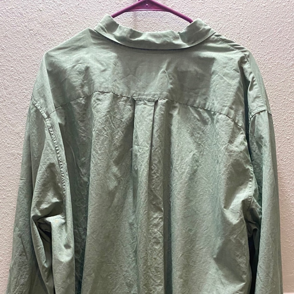 Lacoste Button Down Shirt Mens 3XLT Green Microstripe Long Sleeve - Picture 5 of 6